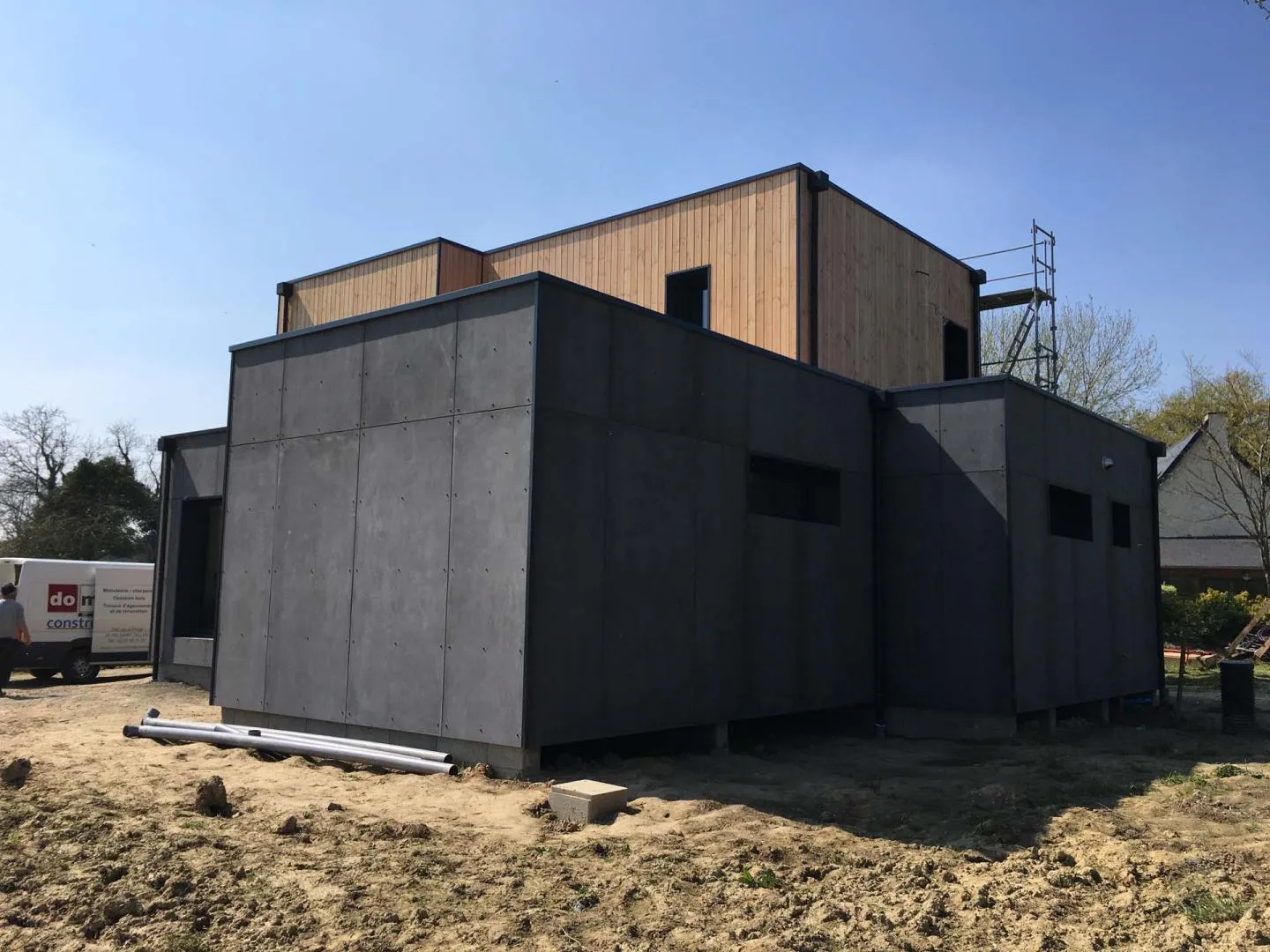 extension de maison ossature bois montfort sur meu