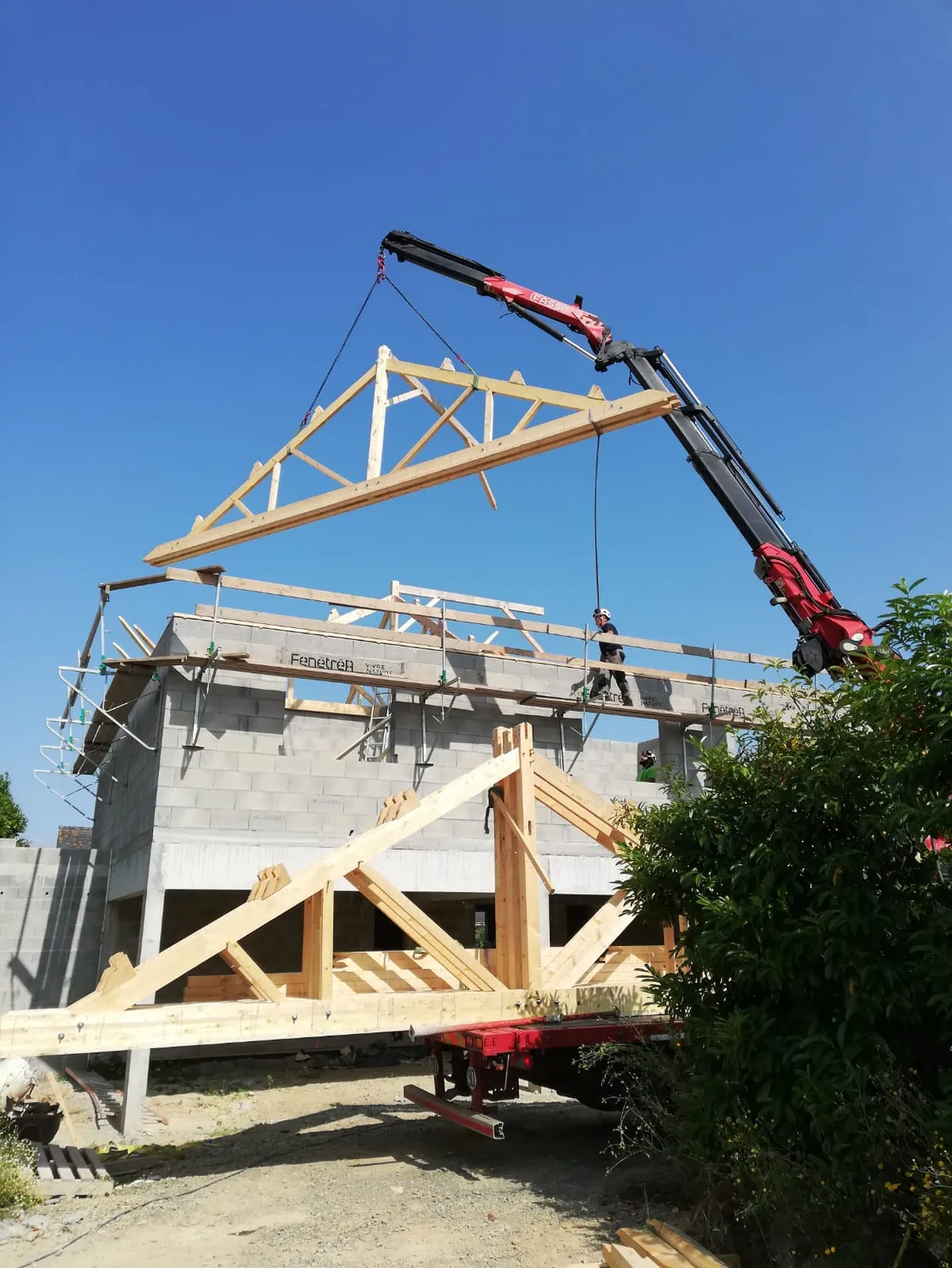 surelevation de maison bois evran